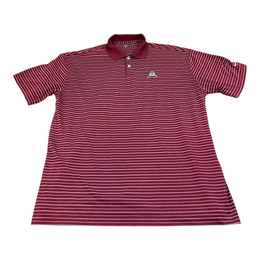 Nike Golf Polo Shirt Men's 2XL Maroon Red/White Stripe US Congressional - Picture 2 of 10